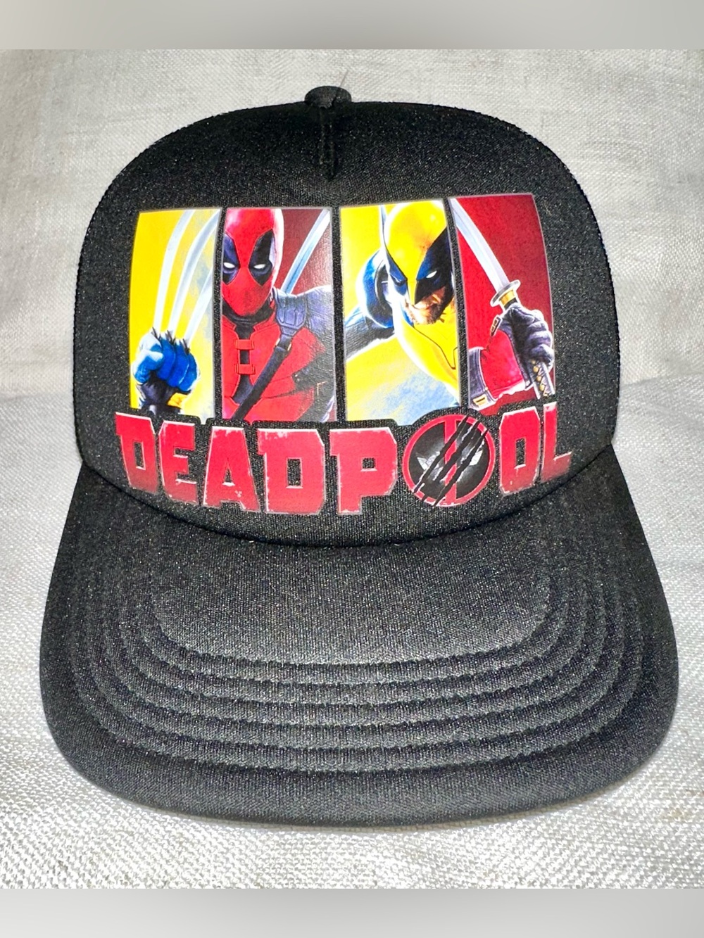 Bioworld Marvel Deadpool & Wolverine Black Mesh Snapback Trucker Hat Cap